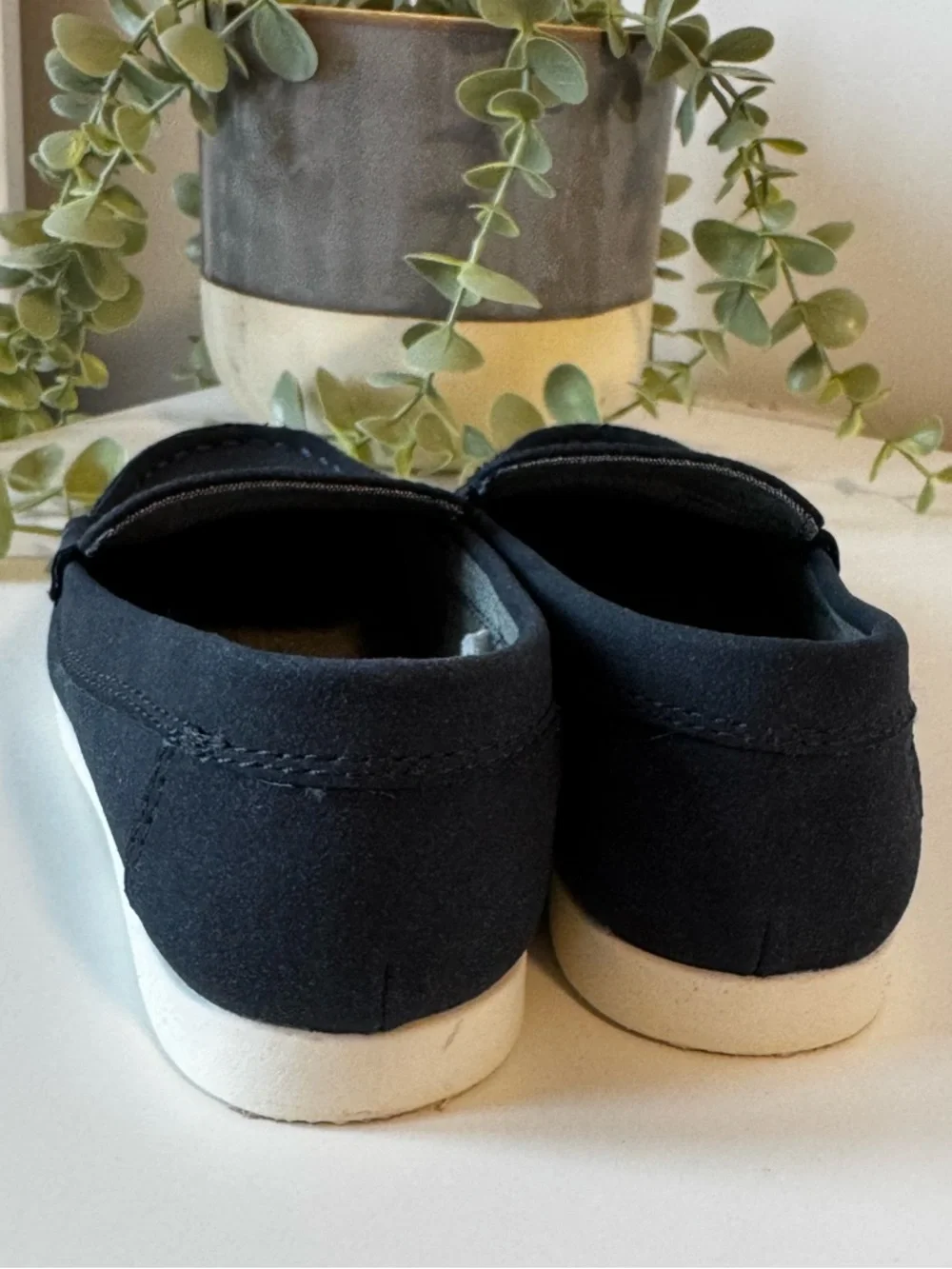 Cat & Jack Navy Blue Kids Moccasin Slip-On Shoes Size 12